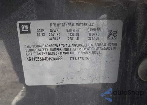 2013 Chevrolet Malibu 2Lt z USA, uszkodzony, nr VIN 1G11E5SA4DF255089